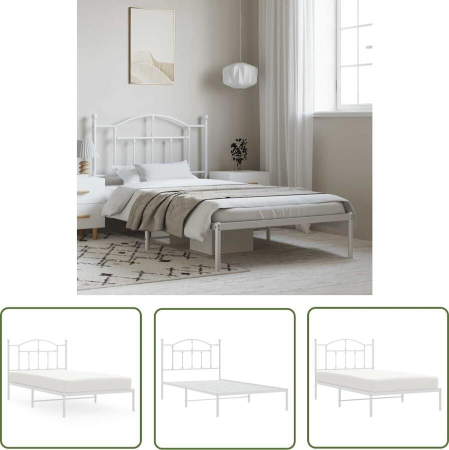 The Living Store Klassiek Bedframe Metaal Extra opbergruimte Comfortabele ondersteuning Klassieke Bed Frame Metalen Bedframe Staal Bedframe Bed Frame Met Opbergruimte Wit Bedframe