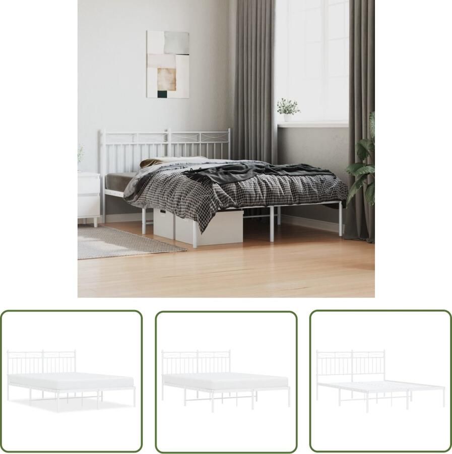 The Living Store Klassiek Bedframe Metaal 196 x 146 x 91 cm Robuust Design Klassieke Bed Frame Metalen Bedframe Staal Bedframe Bed Frame Wit Bed Frame 140x190