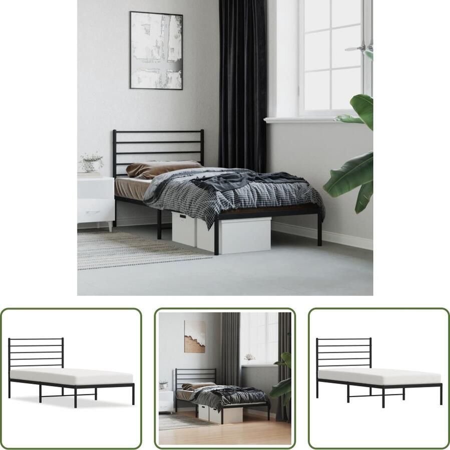 The Living Store Bedframe Klassiek Metaal 207x112x90 cm Zwart Geen matras inbegrepen Klassieke Bed Frame Metalen Bedframe Tweepersoons Bed Zwarte Bed Staal Bedframe
