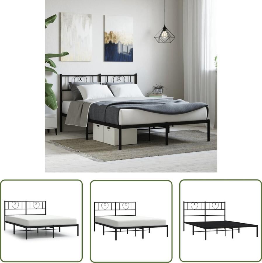 The Living Store Klassiek Bedframe Metalen Bedframe 196 x 146 x 90 cm Robuuste Constructie Klassieke Bed Frame Metalen Bedframe Staal Bedframe Boxspring Bed Dubbele Bed