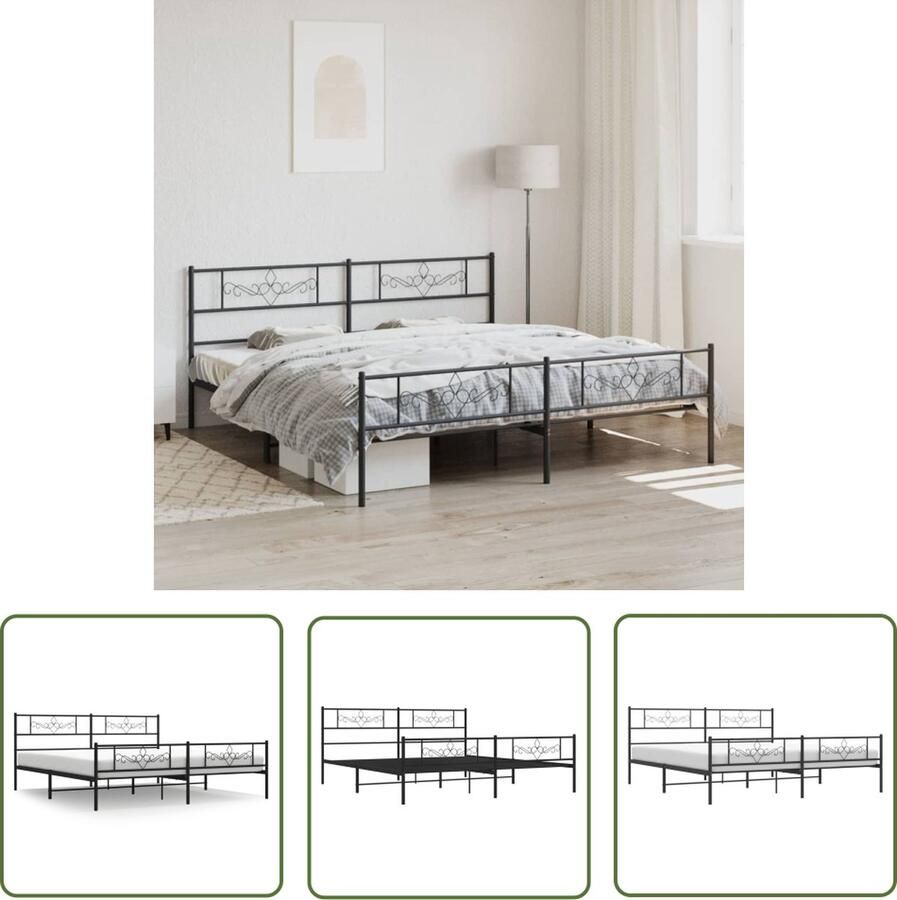 The Living Store Klassiek Bedframe Metalen Constructie Metalen Latten Extra Opbergruimte Functioneel Hoofd- en Voeteneinde Zwart 207 x 187 x 90 cm Klassieke Bed Frame Metalen Bedframe Zwarte Bedframe Boxspring Bed Slaapcomfort
