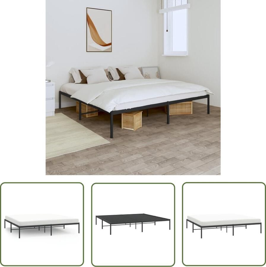 The Living Store Klassiek Bedframe Metalen Constructie Met Opbergruimte Zwart 207 x 206 x 31 cm Klassieke Bed Frame Metalen Bedframe Staal Bedframe Boxspring Bed Tweepersoons Bed
