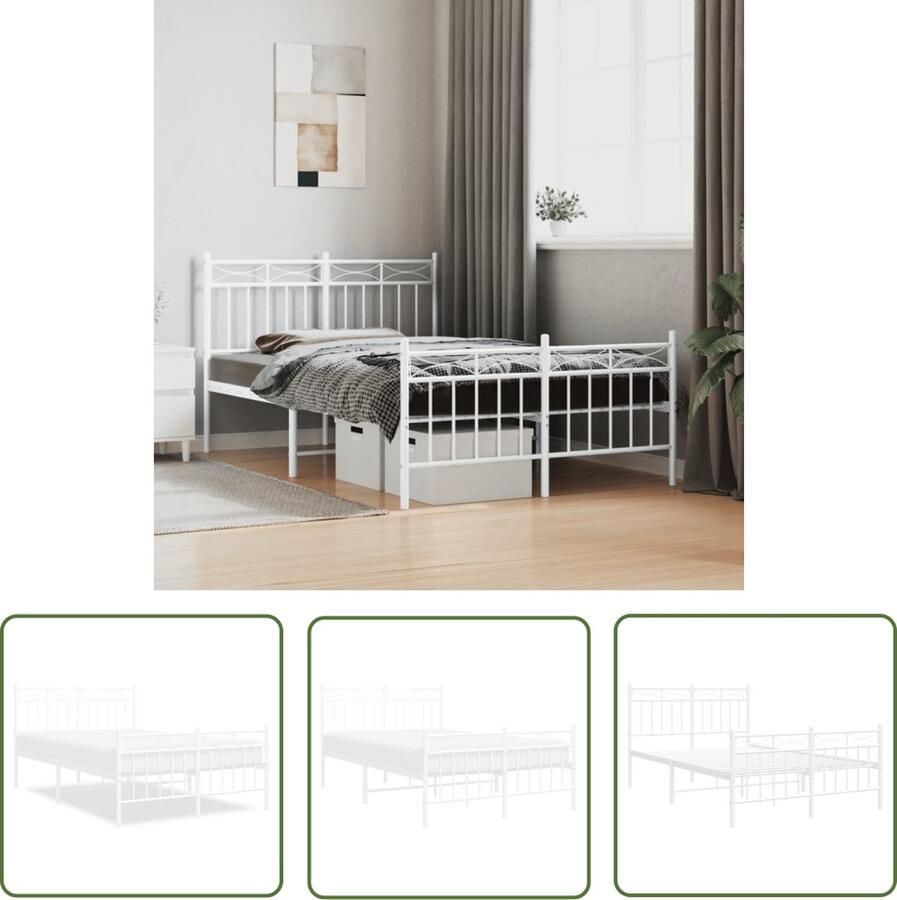 The Living Store Bedframe Klassiek Wit 207 x 125 x 91 cm Robuuste metalen constructie Klassieke Bedframe Metalen Bedframe Wit Bedframe Staal Bedframe 120x200