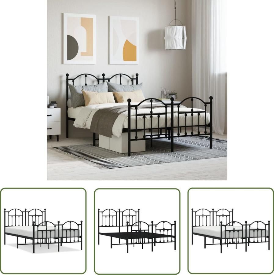 The Living Store Klassieke Bedframe Metaal 196x125x97 cm Robuust Extra opbergruimte Klassieke Bedframe Metalen Bedframe Staal Bedframe Boxspring Bed Tweepersoons Bed