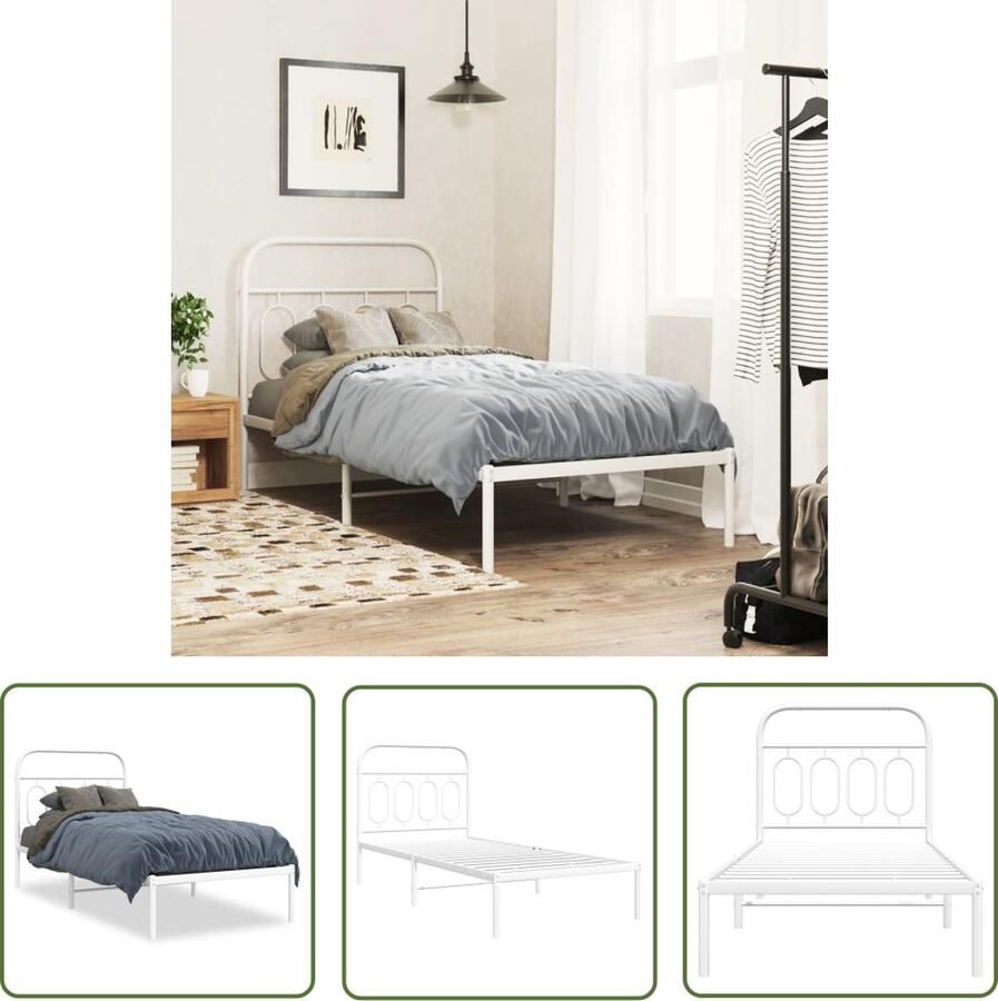 The Living Store Klassiek Logeerbedframe 90 x 200 cm Stalen Bedframe met Extra Opbergruimte Klassieke Bedframe Metalen Bedframe Staal Bedframe Tweepersoons Bed Enkelpersoons Bed