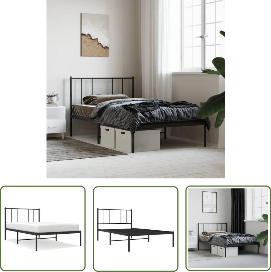 The Living Store Bedframe Klassieke Metalen Robuust Zwart 196 x 105 x 90 cm Geen Matras Inbegrepen Klassieke Bedframe Metalen Bedframe Zwart Bedframe Robuust Bedframe Met Hoofdbord