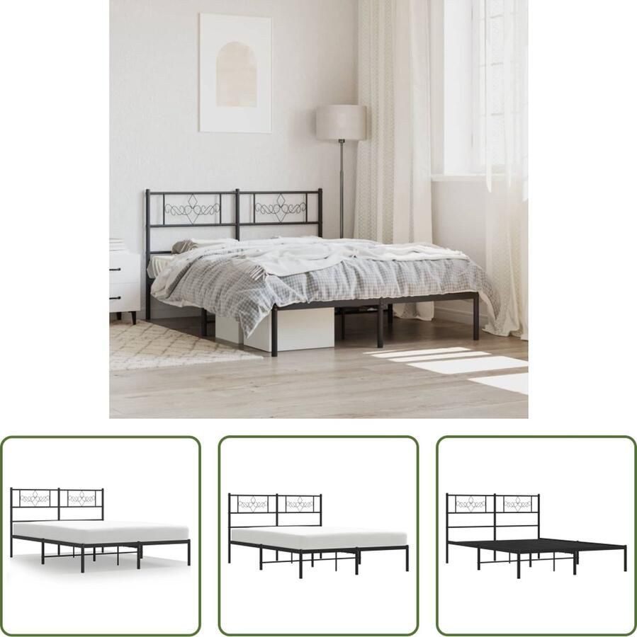 The Living Store Bedframe Classic s Bedframes 196x125x90 cm Robuuste metalen constructie Robuust Bed Frame Metalen Bedframe Staal Bedframe Klassiek Bedframe Modern Bedframe