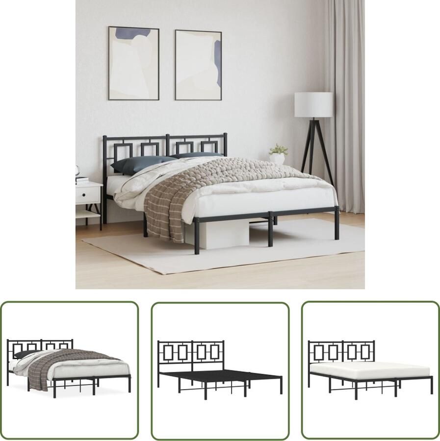 The Living Store Bedframe Logeerbed 140 x 200 cm Robuust Metalen Constructie Robuust Bed Frame Metalen Bedframe Boxspring Bed Tweepersoons Bed Slaapcomfort