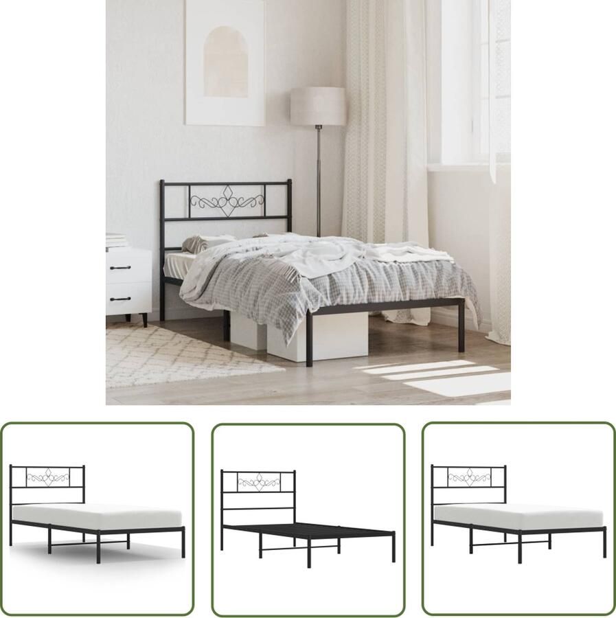 The Living Store Bedframe Classic Metaal 196 x 95 x 90 cm Robuust Zwart Robuust Bed Frame Metalen Bedframe Staal Bedframe Klassiek Bedframe Zwart Bedframe