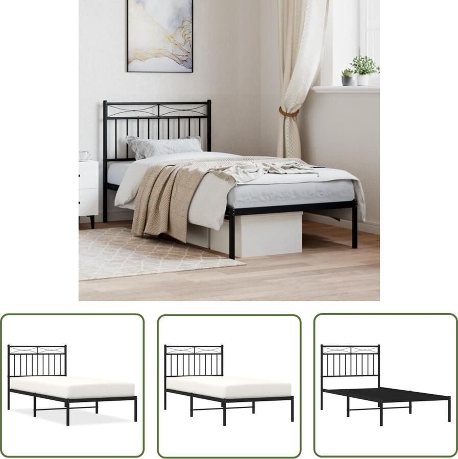 The Living Store Bedframe Basic Robuust Metalen Constructie Metalen Latten Extra Opbergruimte Comfortabele Ondersteuning Zwart 207 x 95 x 91 cm Robuust Bed Frame Metalen Bedframe Staal Bedframe Boxspring Bed Tweepersoons Bed
