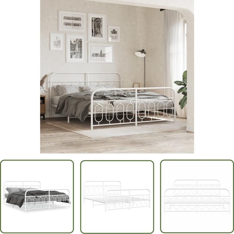 The Living Store Robuust Wit Metalen Bedframe 160 x 200 cm Met Opbergruimte Robuust Bedframe Metalen Bedframe Wit Bedframe Slaapcomfort Boxspring Bed