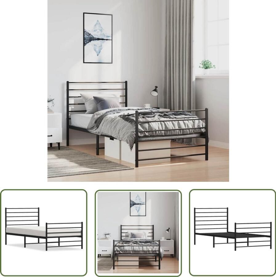 The Living Store Klassiek Metalen Bedframe Enkel Zwart 207 x 105 x 90 cm Robuust en Functioneel Robuust Bedframe Metalen Bedframe Enkelbed Zwart Bedframe Staal Bedframe - Foto 3