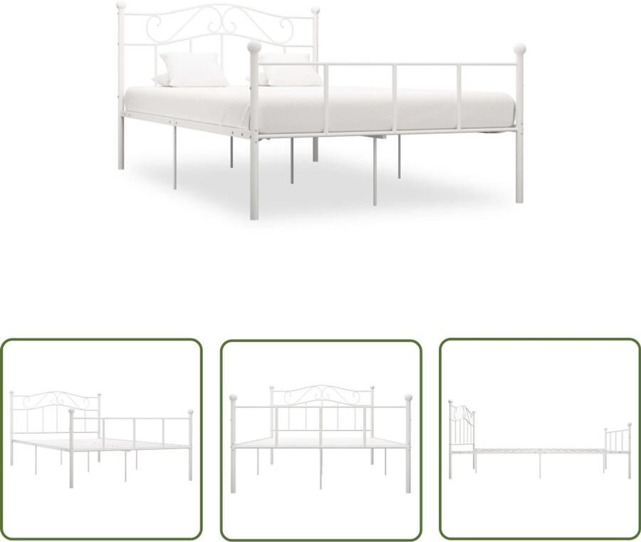 VidaXL Metalen Bedframe Wit 120x200 cm Metalen Bed Frame Tweepersoonsbed Bed Kopen Wit Bedframe Bed Met Lattenbodem