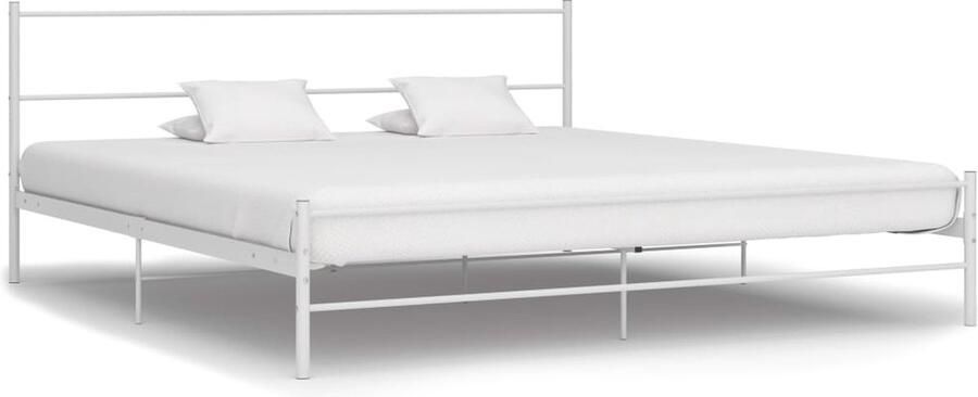VidaXL Bedframe Metaal Wit 160x200 cm Metalen Bed Tweepersoonsbed Wit Bed Slaapkamer Meubilair Boxspring Bed Hoofdeinde Bed - Foto 2