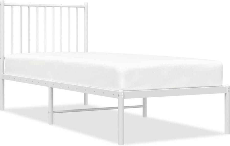 VidaXL Metalen Bedframe Wit 75x190 cm Metalen Bedframe Klassiek Bed Frame Wit Opbergruimte Bed Boxspring Bed Staal Bedframe - Foto 3
