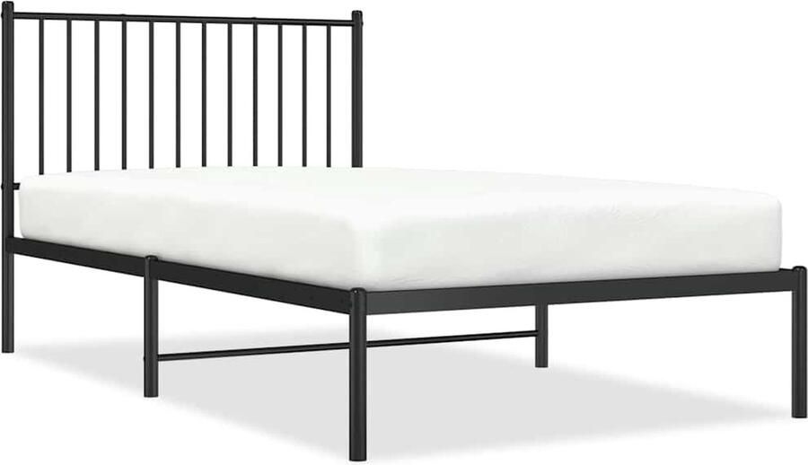 VidaXL Metalen Bedframe Zwart 100x190cm Robuust Bedframe Metalen Bedframe Klassiek Bedframe Zwarte Bed Frame Staal Bedframe Tweepersoons Bed King Size Bed - Foto 2
