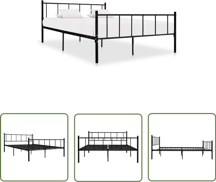 VidaXL Metalen Bedframe Zwart 180x200 cm Metalen Bed Frame Boxspring Bed Tweepersoons Bed King Size Bed Zwarte Bed Design Bed Modern Bed Stapelbare Bed