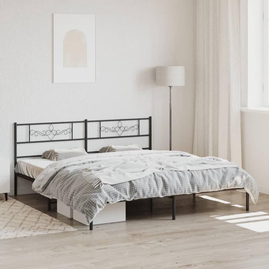 VidaXL Bedframe Zwart Metaal 180x200 cm Klassieke Bed Frame Metalen Bedframe Zwarte Bedframe Boxspring Bed Tweepersoons Bed Slaapcomfort Ruime Bed Moderne Bed Minimalistisch Bed Stabiel Bed Duurzaam Bed - Foto 2