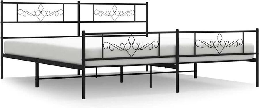 VidaXL Bedframe Staal Zwart 183x213 cm Robuust Bed Frame Metalen Bedframe Tweepersoons Bed Zwarte Bed Slaapcomfort Elegante Bed Tijdloos Design - Foto 2