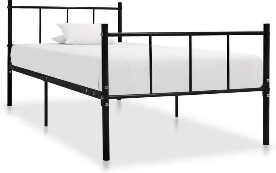 VidaXL Metalen Bedframe Zwart 90x200 cm Klassieke Bedframe Metalen Bedframe Zwart Bedframe Enkelpersoonsbed Tweepersoonsbed Bed Met Lattenbodem - Foto 3