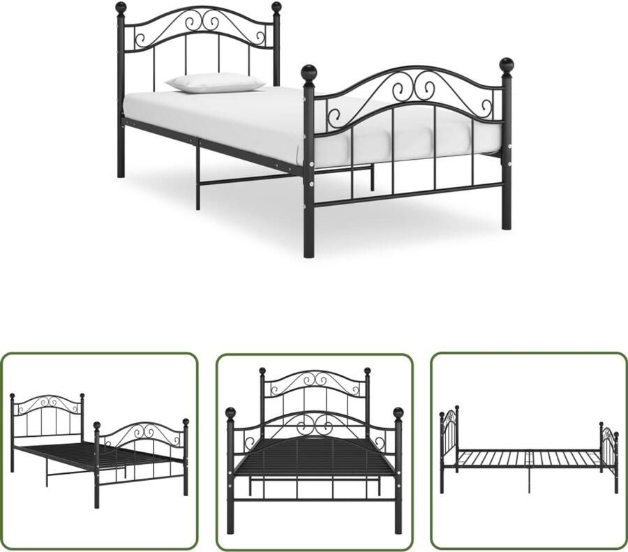 VidaXL Metalen Bedframe Zwart 90x200 cm Metalen Bed Frame Eenpersoonsbed Zwart Bedframe Kopen Slaapcomfort - Foto 2
