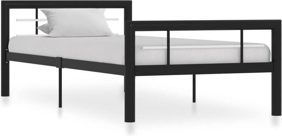 VidaXL Metalen Bedframe Zwart Wit 100x200 cm Metalen Bed Frame Tweepersoons Bed Zwarte Bed Witte Bed Slaapkamer Meubels Boxspring Bed Hoofdbord - Foto 2