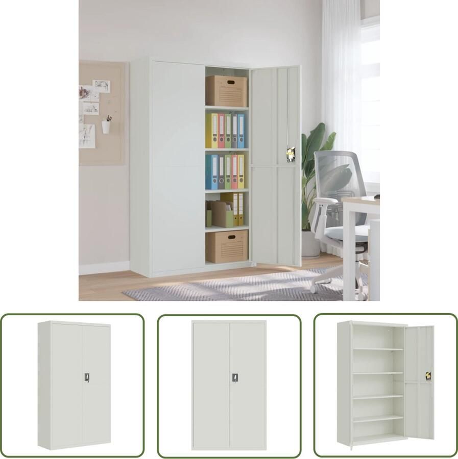 The Living Store Archiefkast Staal 105 x 40 x 180 cm Lichtgrijs Archiefkast Metalen Kast Staalkast Opslagoplossing Kantoororganisatie