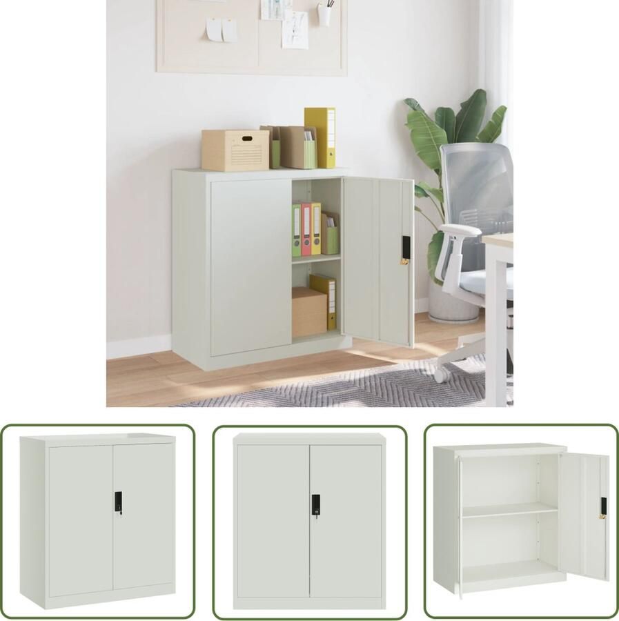 The Living Store Archiefkast Lichtgrijs Gepoedercoat Staal 79 x 40 x 90 cm Afsluitbaar Archiefkast Metalen Kast Opslagoplossing Kantooraccessoires Boekenplank