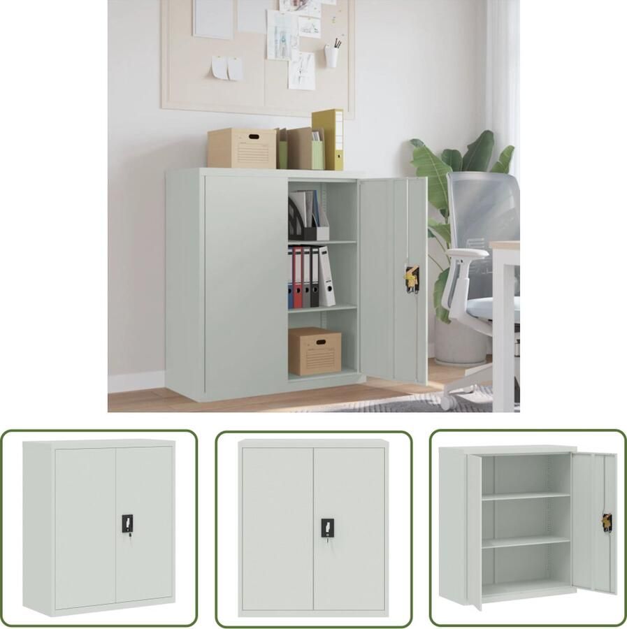 VidaXL Metalen Kast Archiefkast 90x40x105 cm staal lichtgrijs Opbergkast Kantooroplossing Bureauspullen