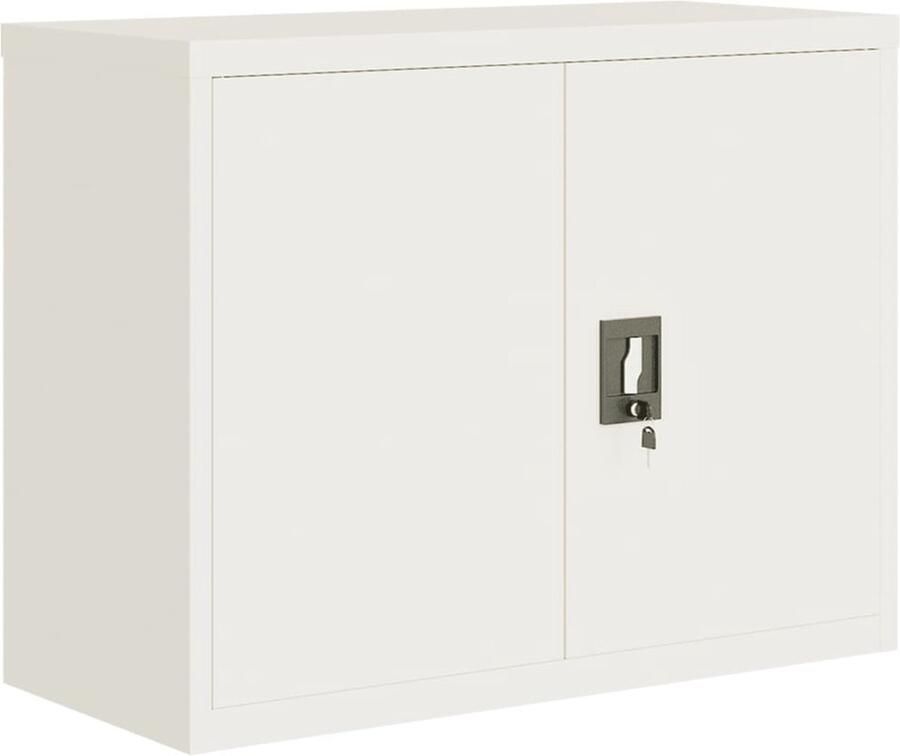 The Living Store Archiefkast 90x40x70 cm staal wit Archiefkast Metalen Kast Staalkast Opbergkast Kantooraccessoires - Foto 2
