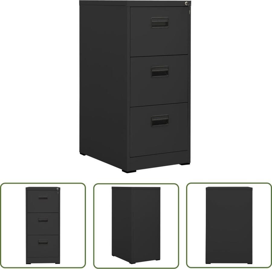 The Living Store Archiefkast 46x62x102 5 cm staal antracietkleurig Archiefkast Metalen Kasten Staalkast Archivatie Documenten Bewaren - Foto 2