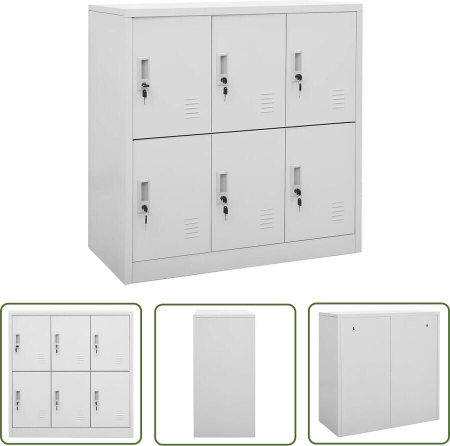 The Living Store Lockerkast Staal 90 x 45 x 92.5 cm Lichtgrijs Lockerkast Metalen Lockerkast Staalkast Opbergkast Kantooropslag - Foto 3
