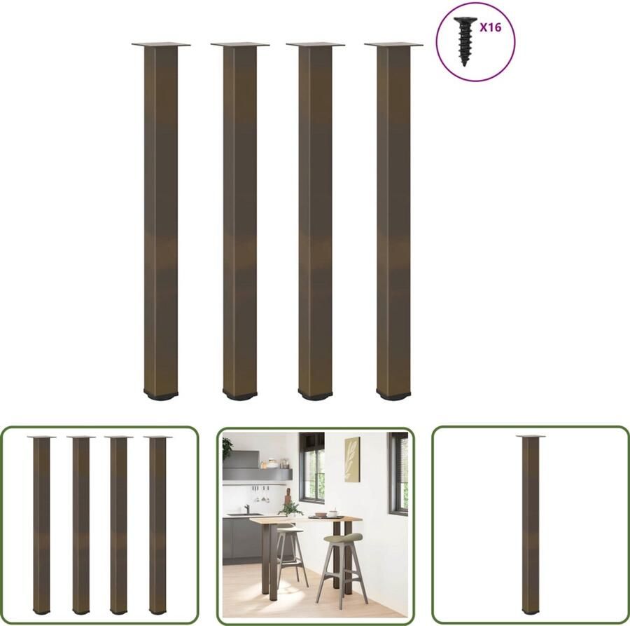 The Living Store Salontafelpoten 4 st 110-112 cm staal naturel Salontafelpoten Metalen Tafelpoten Staal Tafelpoten Salontafel Onderstel Tafelondersteuning