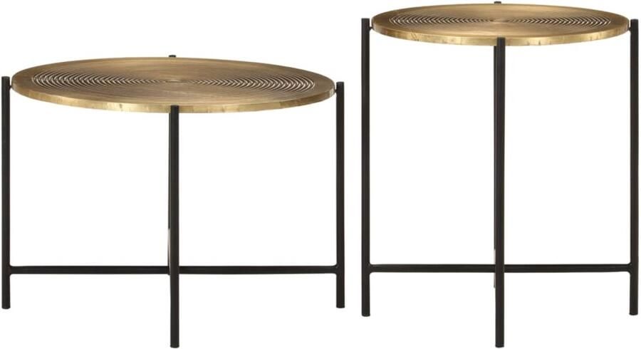 The Living Store Salontafels 2 st metaal messing en zwart Salontafels Metalen Tafels Koffietafels Bijzettafels Livingaccessoires