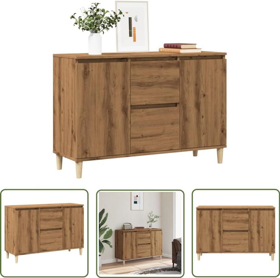 VidaXL Dressoir 102x35x70 cm bewerkt hout artisanaal eikenkleurig Dressoir Meubel Houten Dressoir Eiken Kleurig Dressoir Salontafel