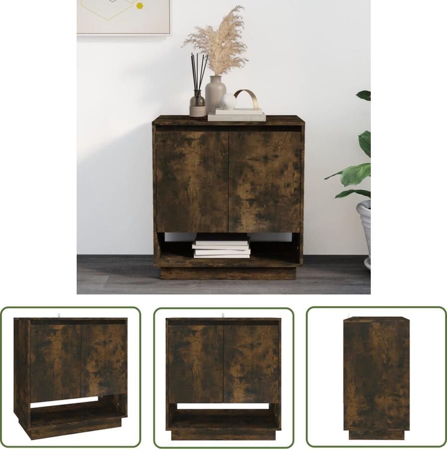 The Living Store Dressoir 70x41x75 cm bewerkt hout gerookt eikenkleurig Dressoir Buffetkast Opbergkast Houten Dressoir Landelijke Meubels