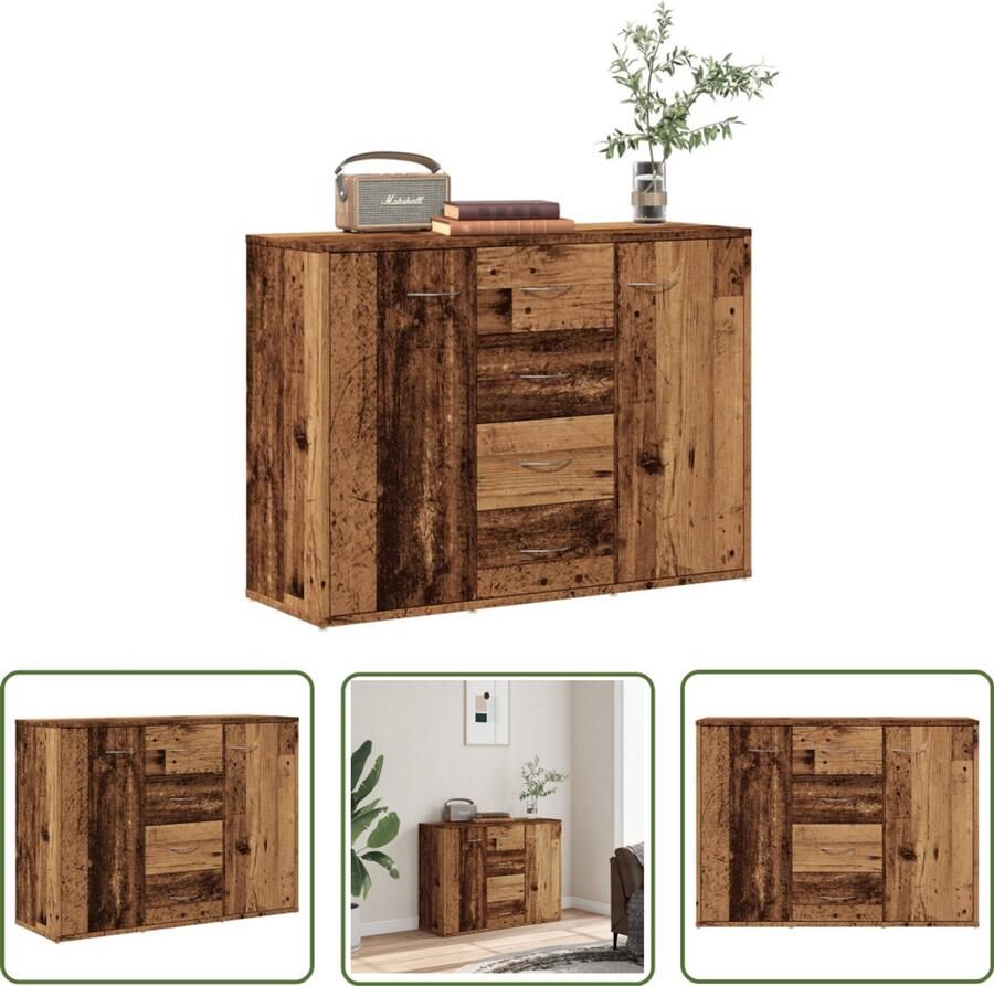 The Living Store Dressoir 88x30x64 cm bewerkt hout oud houtkleurig Dressoir Houten Dressoir Vintage Dressoir Opslagmeubel Salontafel
