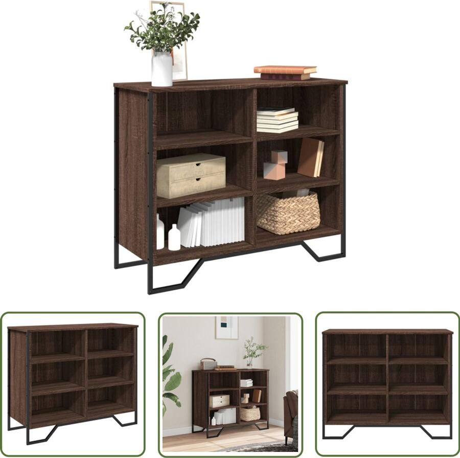 The Living Store Dressoir 91x35 5x74 5 cm bewerkt hout bruin eikenkleur Dressoir Modern Dressoir Houten Dressoir Bruine Eiken Dressoir Opbergkast