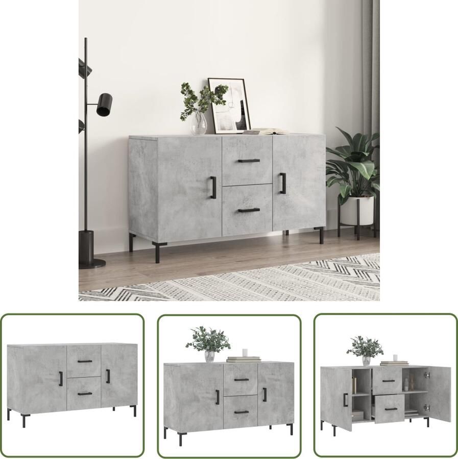 VidaXL Meubilair Dressoir 100x36x60 cm bewerkt hout betongrijs Woonkamer Slaapkamer Entree
