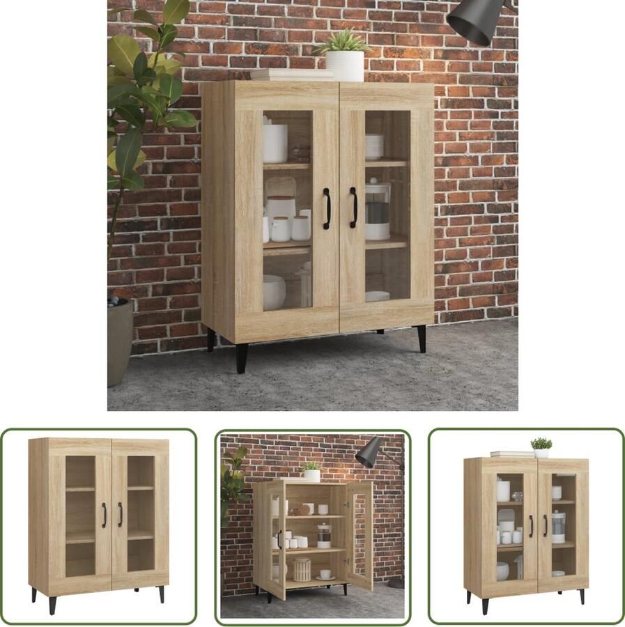 VidaXL Meubilair Dressoir 69 5x34x90 cm bewerkt hout sonoma eikenkleurig Salontafel Houten Dressoir Bruine Dressoir