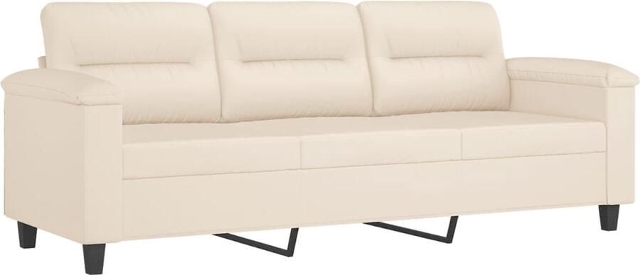 The Living Store Driezitsbank 180 cm microvezelstof beige Drie Persoons Bank Microfiber Bank Banks Kopen Lounge Bank Salontafel