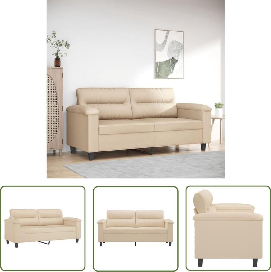 The Living Store Bank 2-zitsbank 170 x 77 x 80 cm Duurzame microvezel Tweezitsbank Microfiber Bank Banks Kopen Salon Meubilair Creme Bank