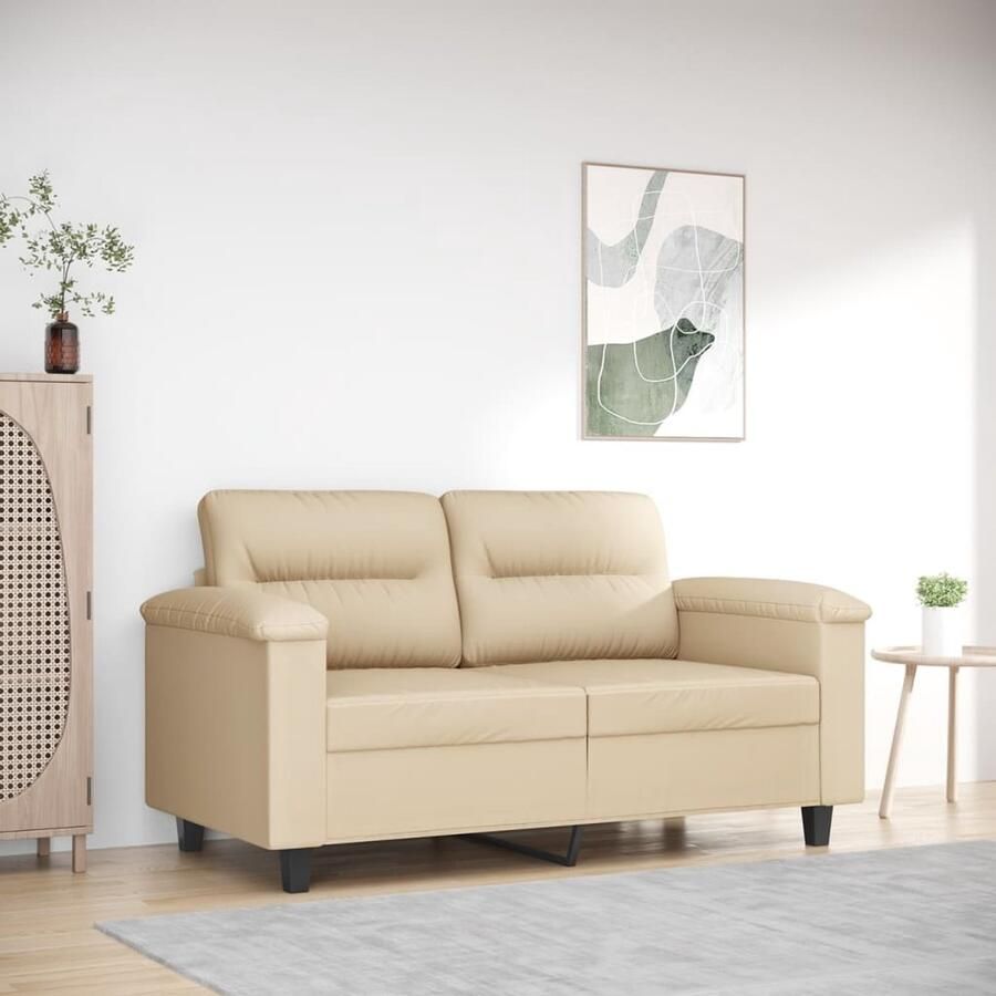 The Living Store 2-zitsbank Microvezel crème Duurzaam en comfortabel 150 x 77 x 80 cm Tweezitsbank Microfiber Sofa Banks Kopen Salon Meubilair Creme Kleur