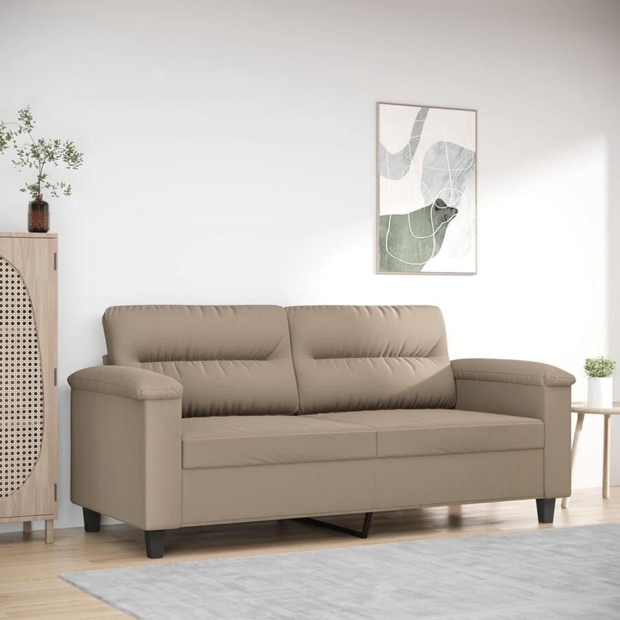 The Living Store 2-zitsbank 170 x 77 x 80 cm Taupe Microvezel Tweezitsbank Microfiber Sofa Lounge Meubilair Salontafel Living Room Furniture