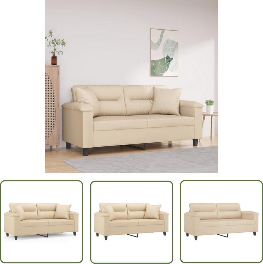 The Living Store Bank Loungebank 2-zits Crème Microvezel Comfortabel zitcomfort Tweezitsbank Microfiber Sofa Lounge Bank Bankstellen Creme Kleuren