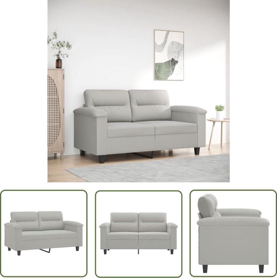 The Living Store 2-zitsbank Duurzame microvezel Lichtgrijs 150 x 77 x 80 cm Tweezitsbank Microvezel Sofa Grijs Meubilair Salontafel Woonkamerinrichting