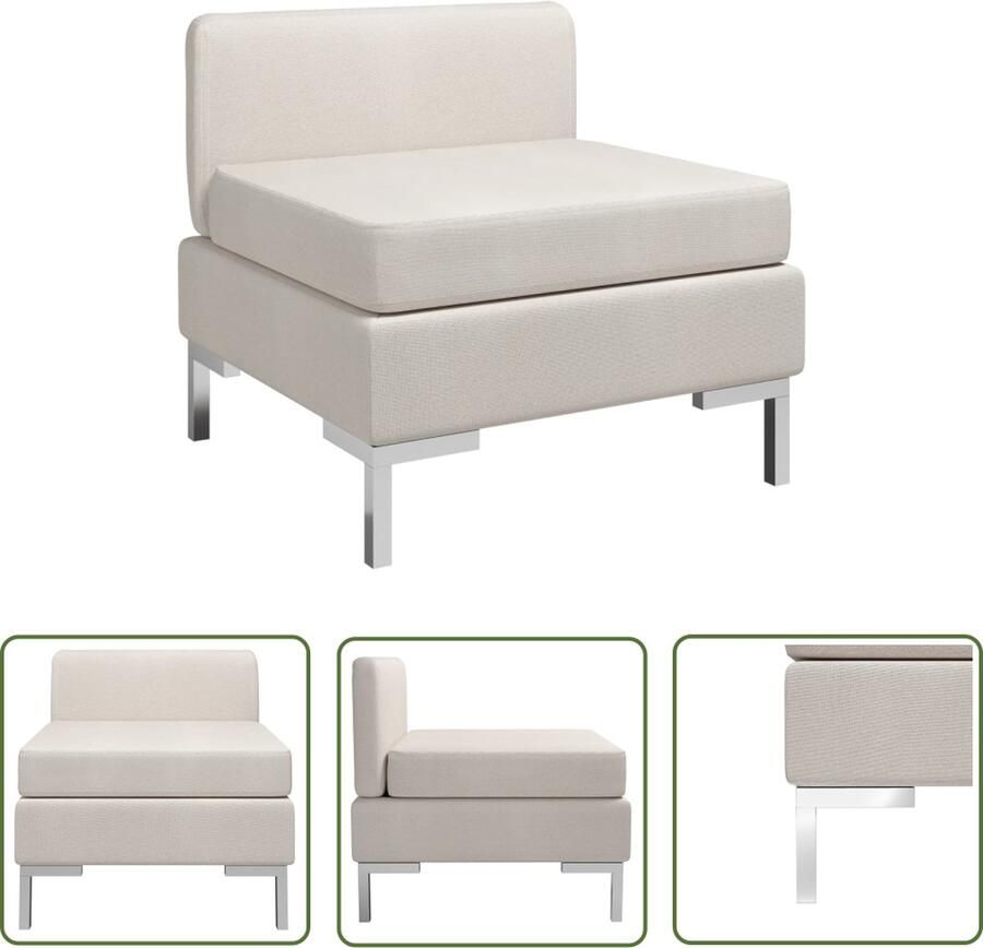The Living Store Sectionele Middenbank Crème 65 x 65 x 65 cm Stof MDF-frame Sectionale Bank Middenbank Lounge Set Tuinset Buitenbank