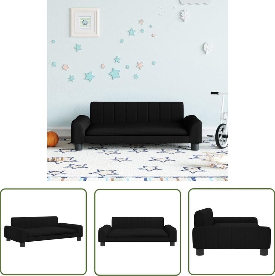 VidaXL Minibank Kinderbank 90x53x30 cm stof zwart Kids Bank Kindermeubel Speelgoedkast