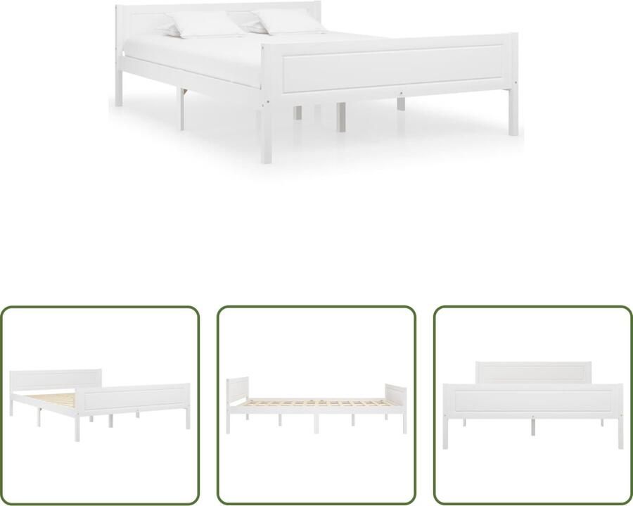 The Living Store Houten Bedframe Moderne Slaapkamer 206 x 146 x 63 cm Stevig Grenenhout Wit Montage vereist Houten Bedframe Modern Bed Tweepersoons Bed Frame Grenenhout Bed