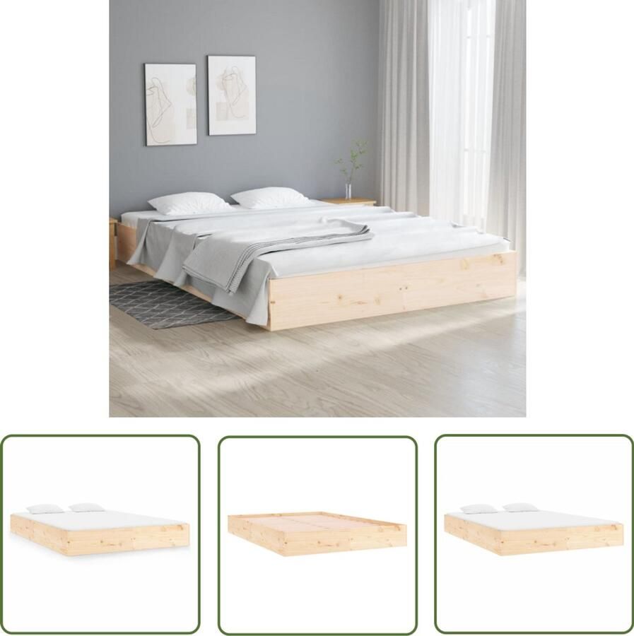 The Living Store Bedframe massief hout 150x200 cm 5FT King Size Bedframe Bedframes Bed Bedbodem Ledikant Bed Frame Massief Houten Bedframe Slaapmeubel Tweepersoonsbed Bedden Bedbodems - Foto 2
